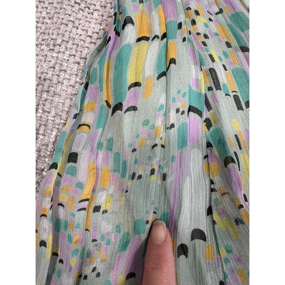 Vtg Y2K Anna Sui Anthropologie Dress Womens M Printed Silk Art Deco Read - Picture 13 of 16